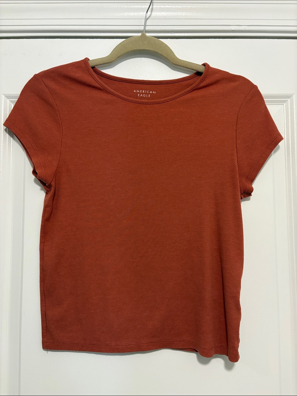 THREE American Eagle cap sleeve ribbed t shirts-sz large - Picture 4 of 5